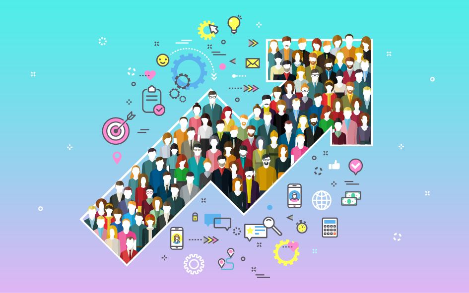 Vector people inside growth arrow